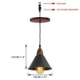 thumbnail image 3 of KAYYELAMP 3-Pack Black Metal Cone Shade Hanging Light E26 Brown Wood Base Adjustable Height Droplight Retro Design Pendant Light for Kitchen Island Sink Restaurant Home, 3 of 5