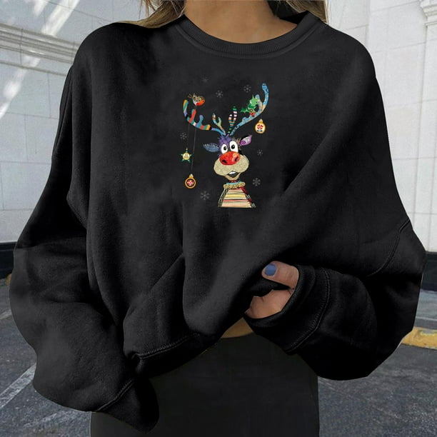 Pntutb Navidad moda mujer Casual manga larga impreso señoras sudaderas tops Pntutb Pntutb-2354