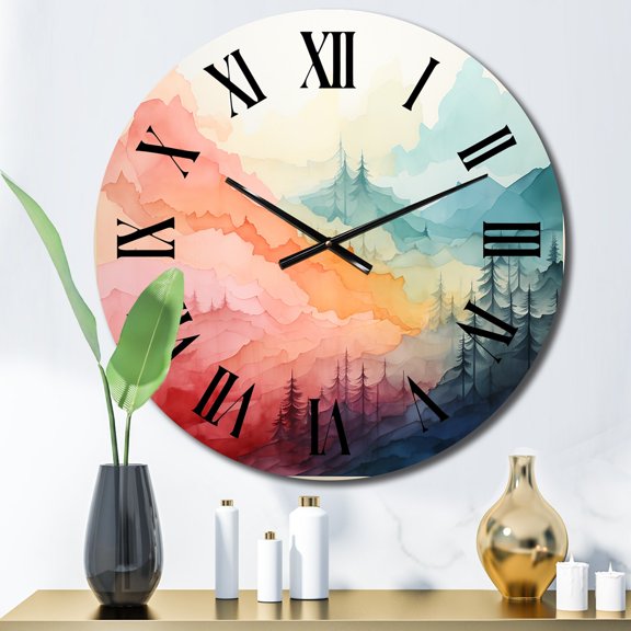 Designart "Colorful Contemporary Art" Countryside Oversized Wall Clock
