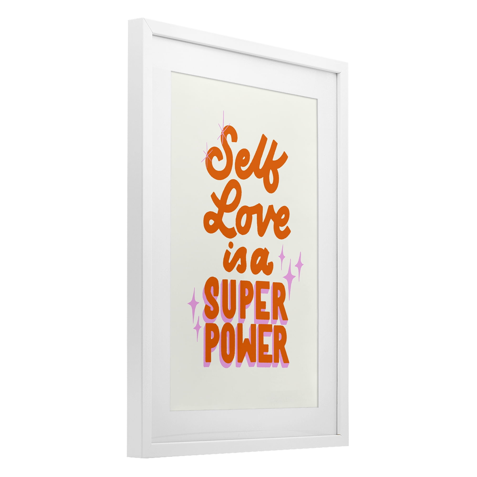 Stupell Industries Self Love Is Superpower White Framed Print Under Glass, design by Indira Prieto | IndySign
