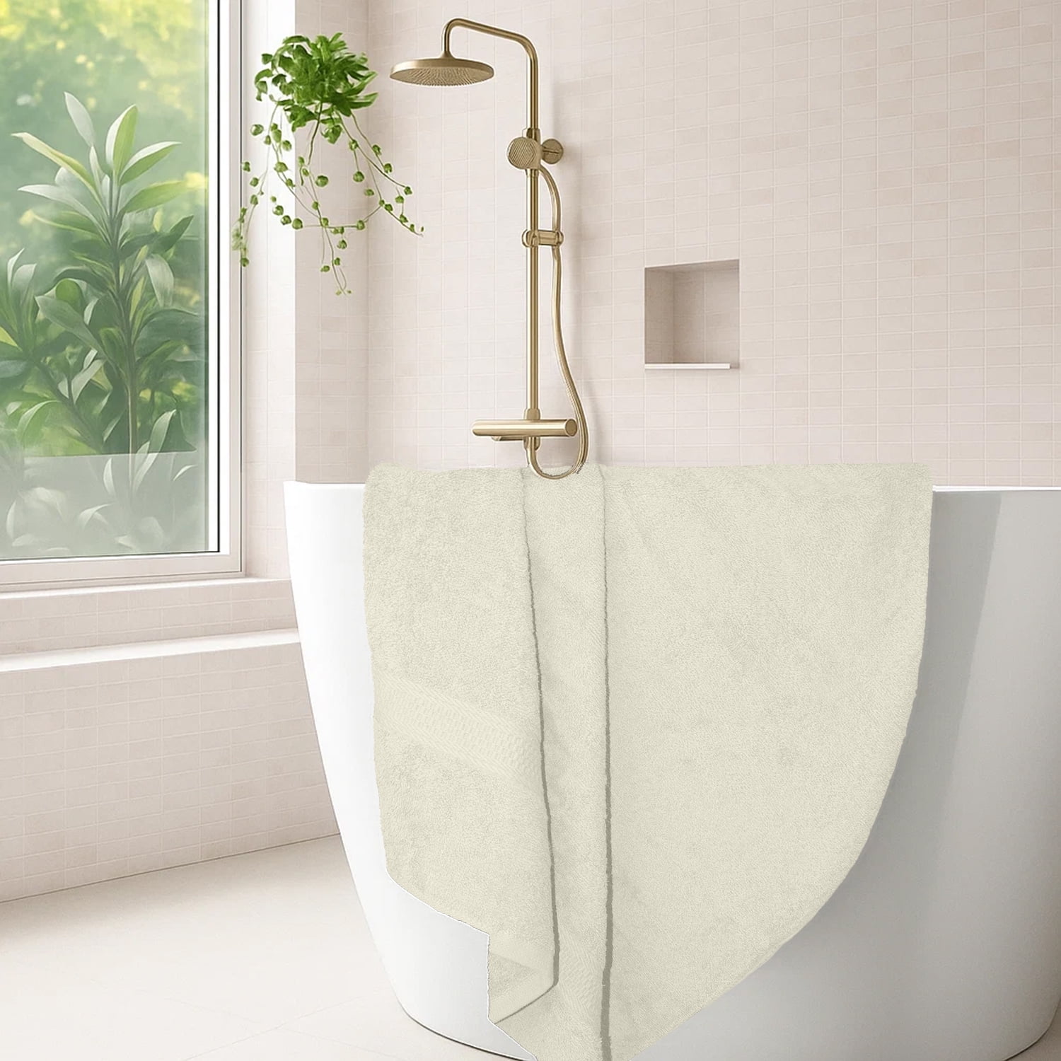 Dan River Bath Towel 4 Pack 27x54 in Ultra Soft Quick Drying Cotton Towel - Ivory