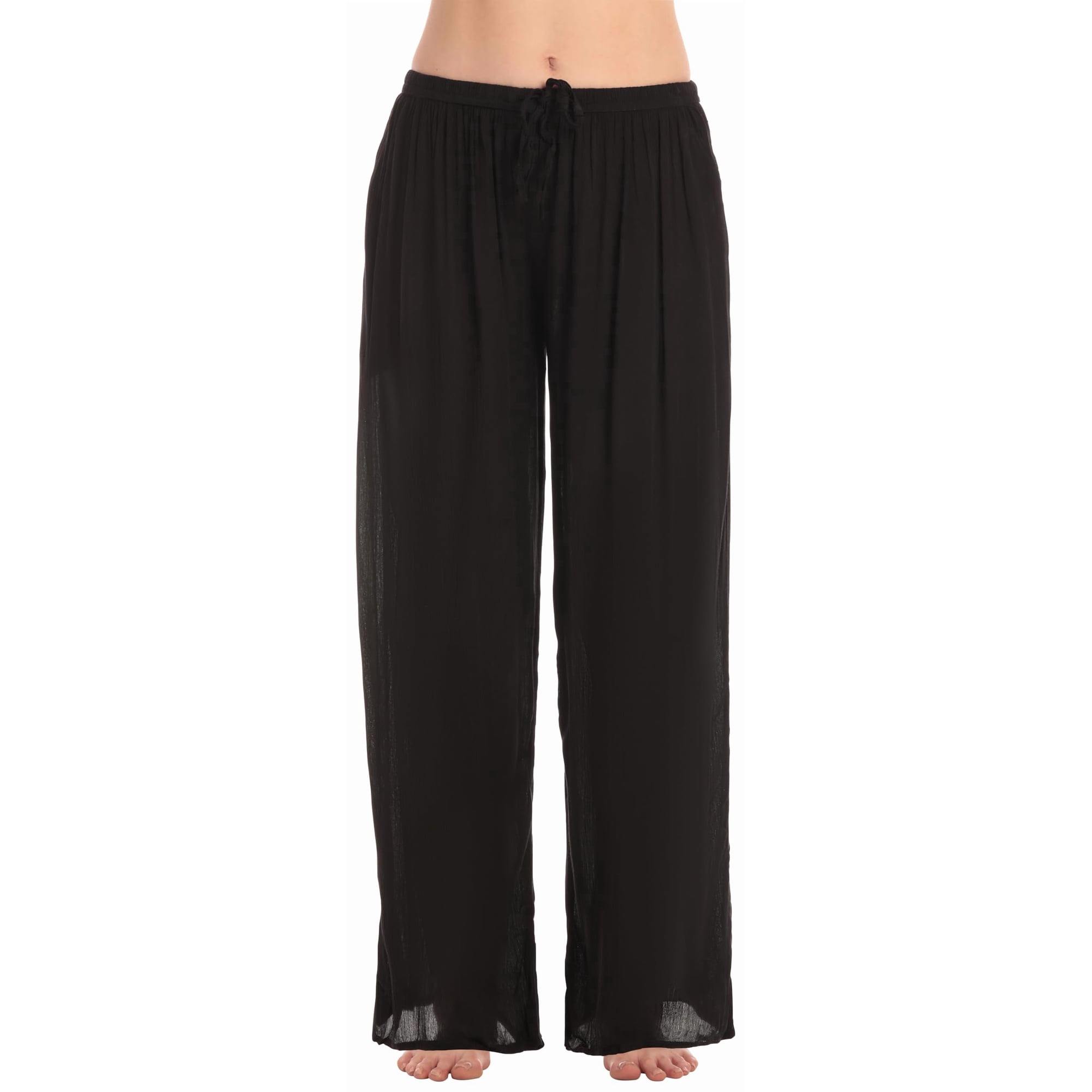 Riviera Sun Women's Beach Pants with Pockets (Solid Black, 2X)