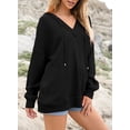 thumbnail image 6 of Sidefeel Sweatshirts for Women V Neck Waffle Knit Long Sleeve Sweatshirt Lightweight Fashion 2024 Black 2XL US18-20, 6 of 7