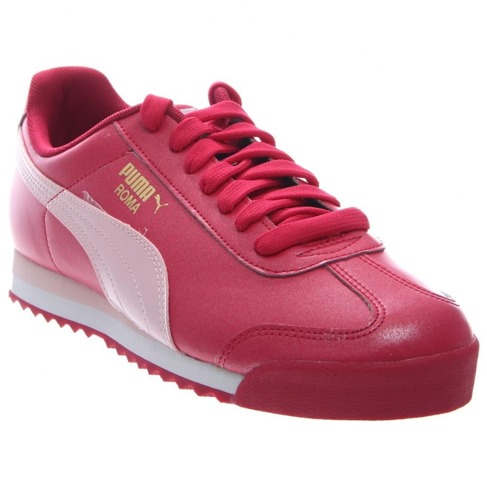 puma kids roma basic glitter jr sneaker (little kid/big kid), rose red/pink dogwood, m us big -