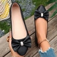 thumbnail image 2 of hoksml Women's Rhinestone Bow Ballet Flats, Round Toe Soft Leather Slip On Casual Walking Flat Shoes, 2 of 9