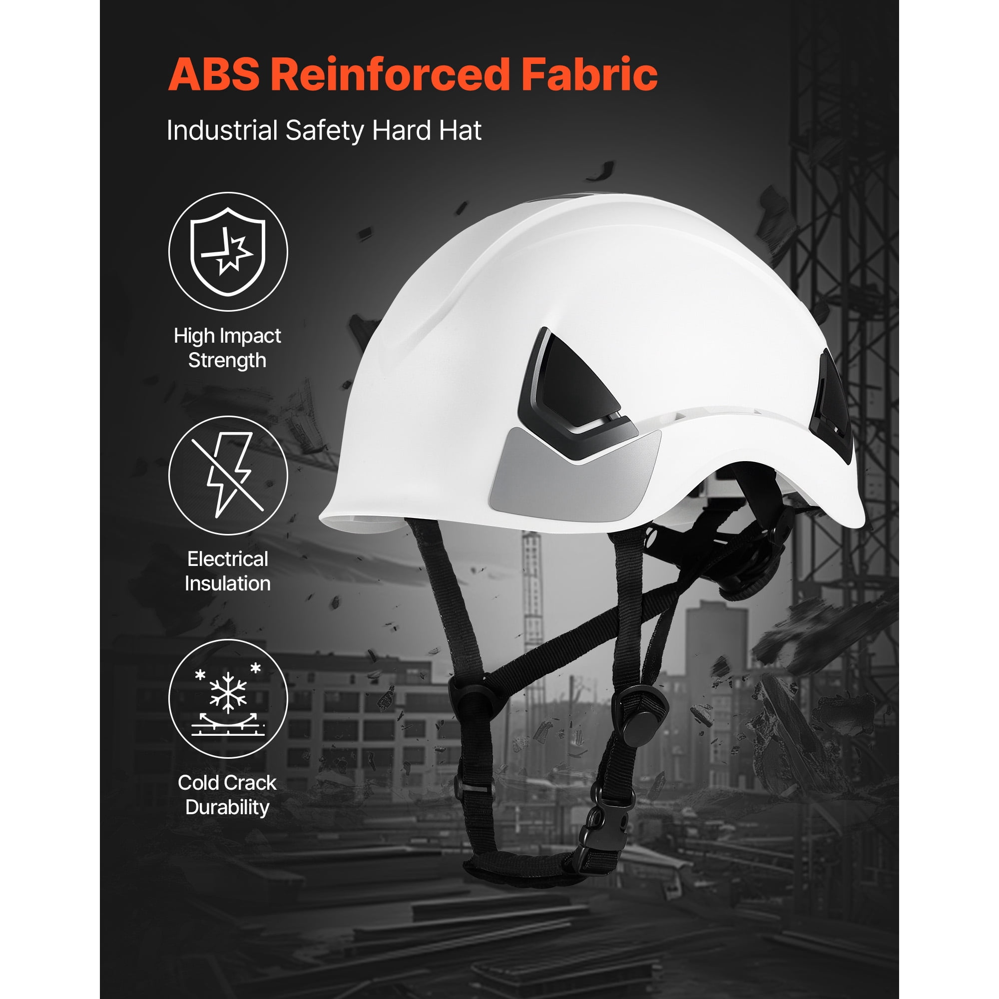 KFFKFF Adjustable ABS Safety Helmet with 6-Point Ratchet Suspension, ANSI/ISEA Z89.1 Certified Hard Hat for Indoor and Outdoor Industrial Use, Vented Design for Construction and Workwear