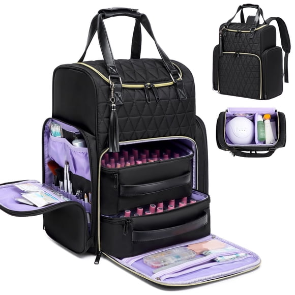 Nail Polish Organizer, Nail Polish Organizer Holds 80 Bottles (15ml-0.5 fl.oz) and Nail Lamp, Nail Polish Case with 2 nail polish Bag, Portable Trave