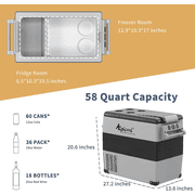 Alpicool CF55 Portable Refrigerator with SC12 Soft Cooler, 12 Volt Car Freezer 58 Quart(55 Liter) Vehicle, Car, Truck, RV, Boat, Mini fridge freezer for Driving, Travel, Fishing, Outdoor -4°F to 68°F