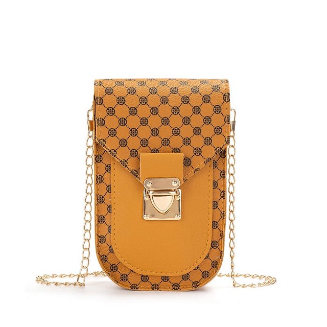 Geometric Pattern Phone Bag, Women's Fashion Flap Chain Shoulder Bag, Stylish Faux Leather Crossbody Bag
