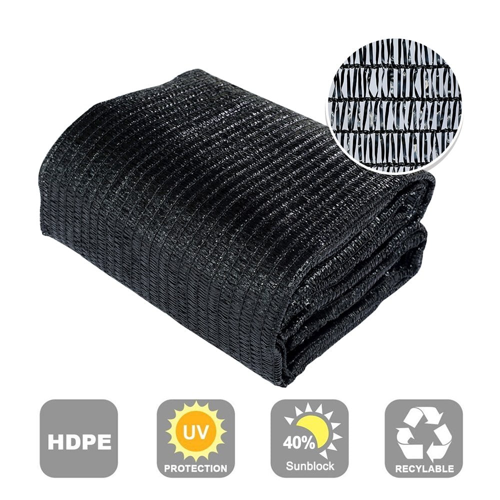 HGmart 40% Sunblock Shade Cloth With Grommets 6ftx20ft Black for Plant Cover 