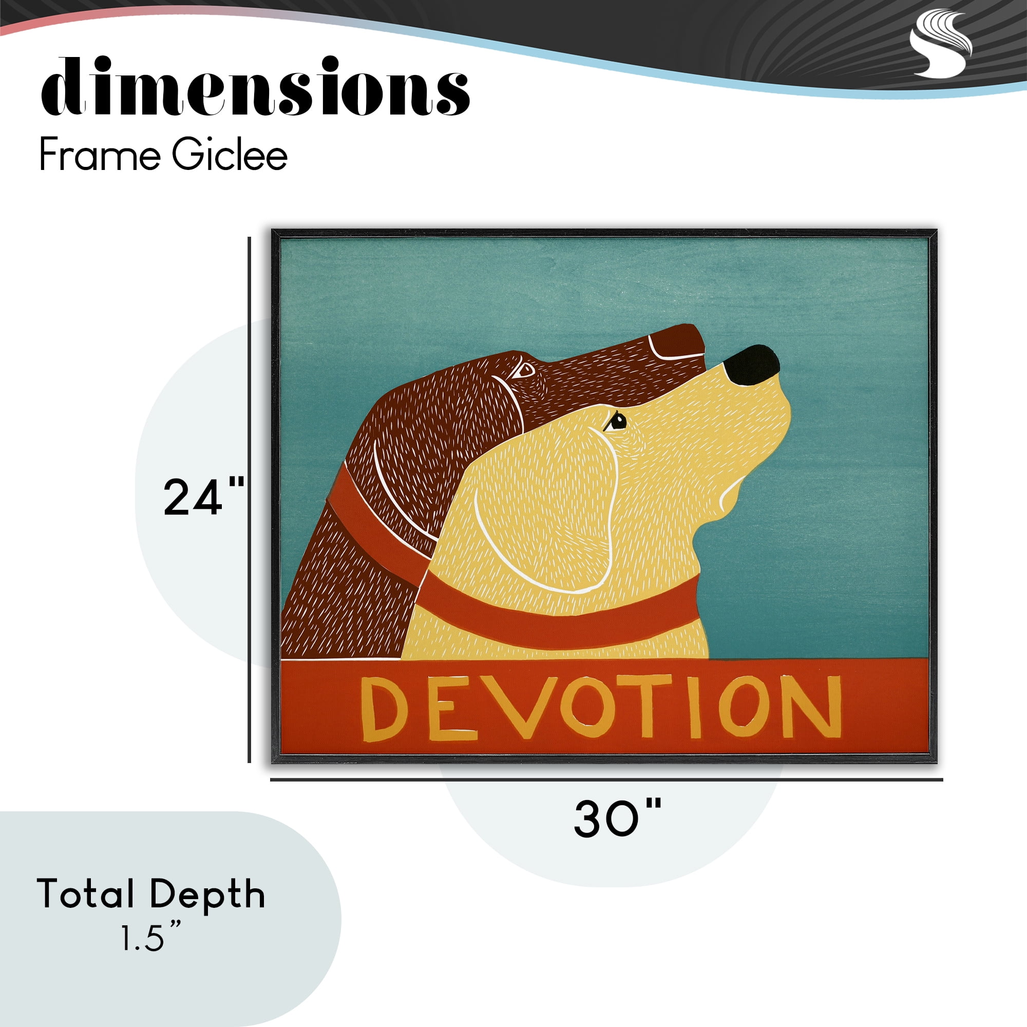 Devotion Dog Duo Black Framed Giclee Art, design by Stephen Huneck