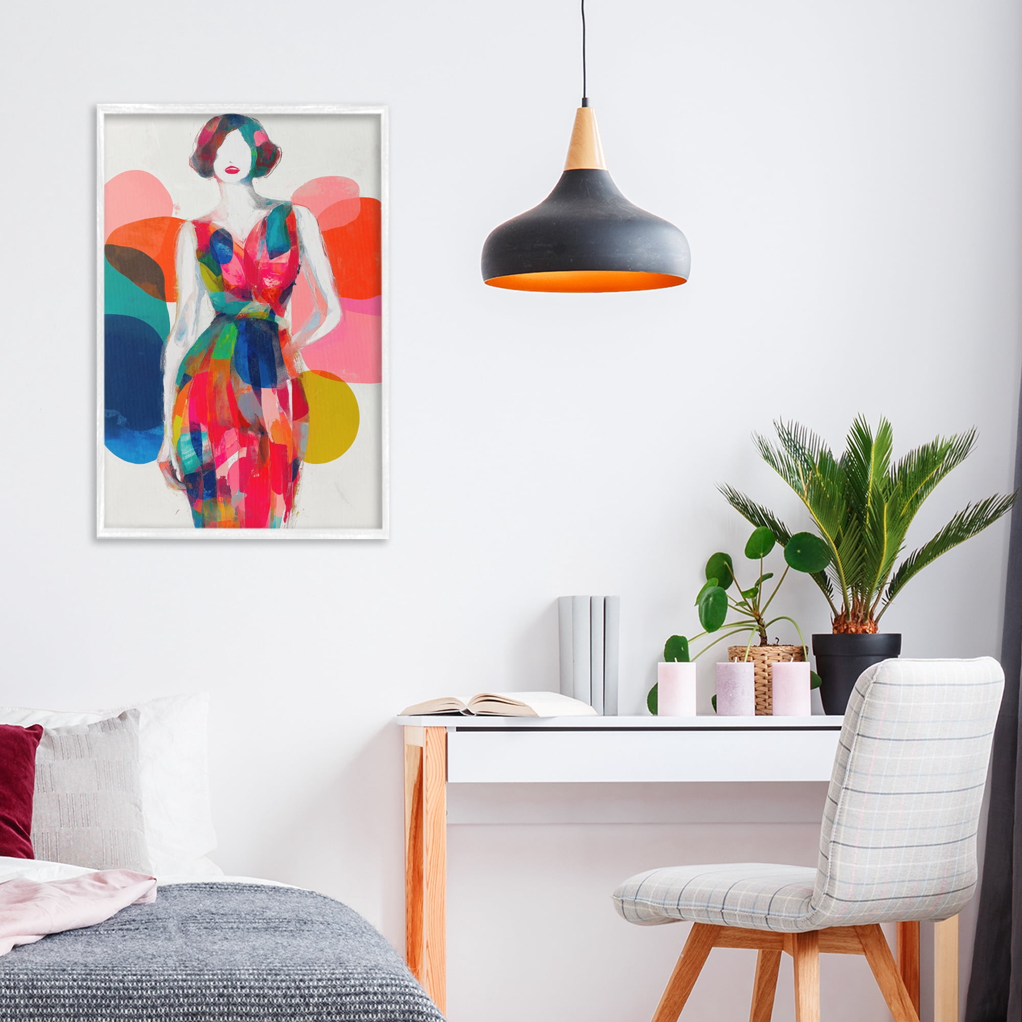 Stupell Industries Deco Fashion Woman White Framed Giclee Art, design by Chromatic Storm Studio