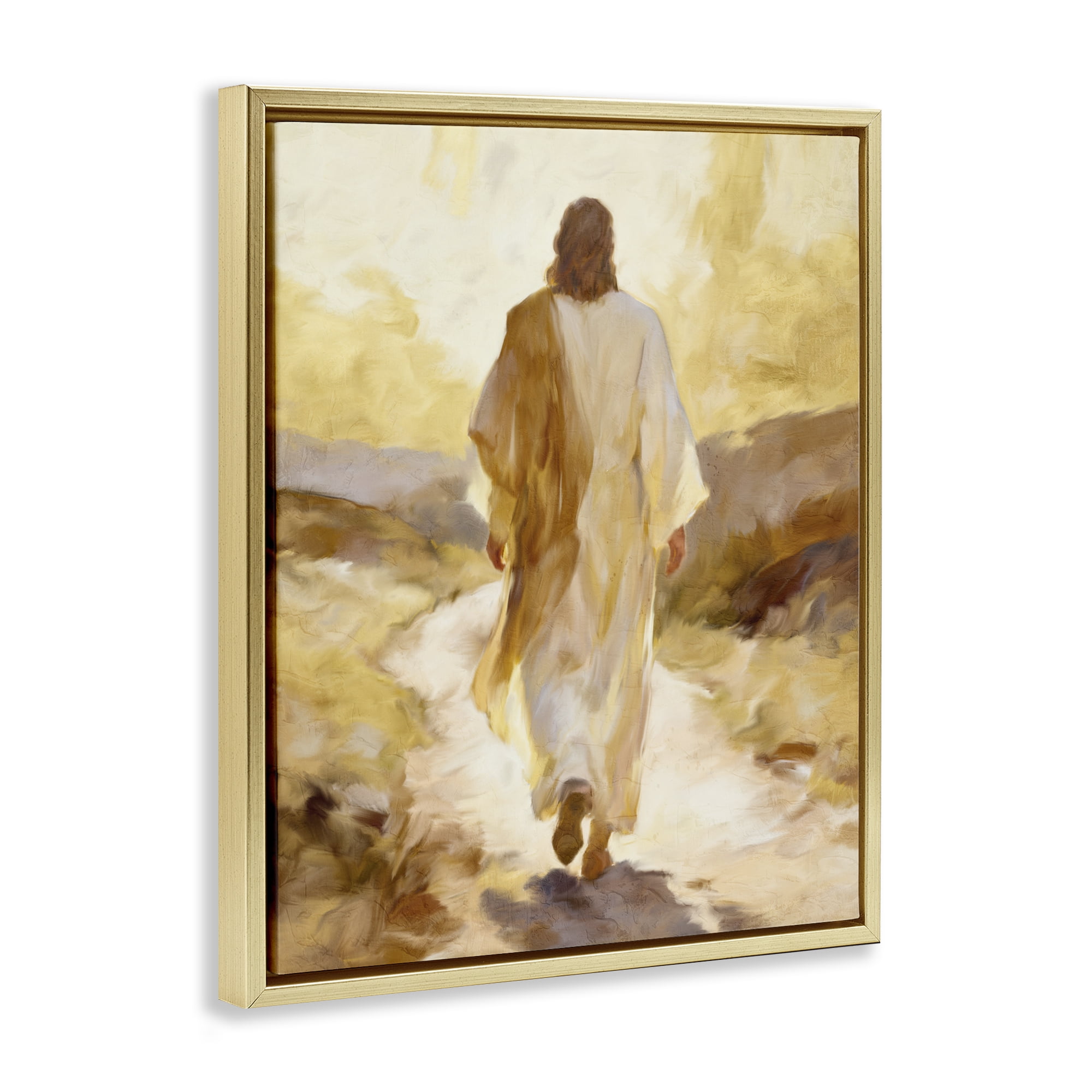 Stupell Industries Walk By Faith Sunset Gold Framed Floater Canvas Wall Art, design by Kim Allen