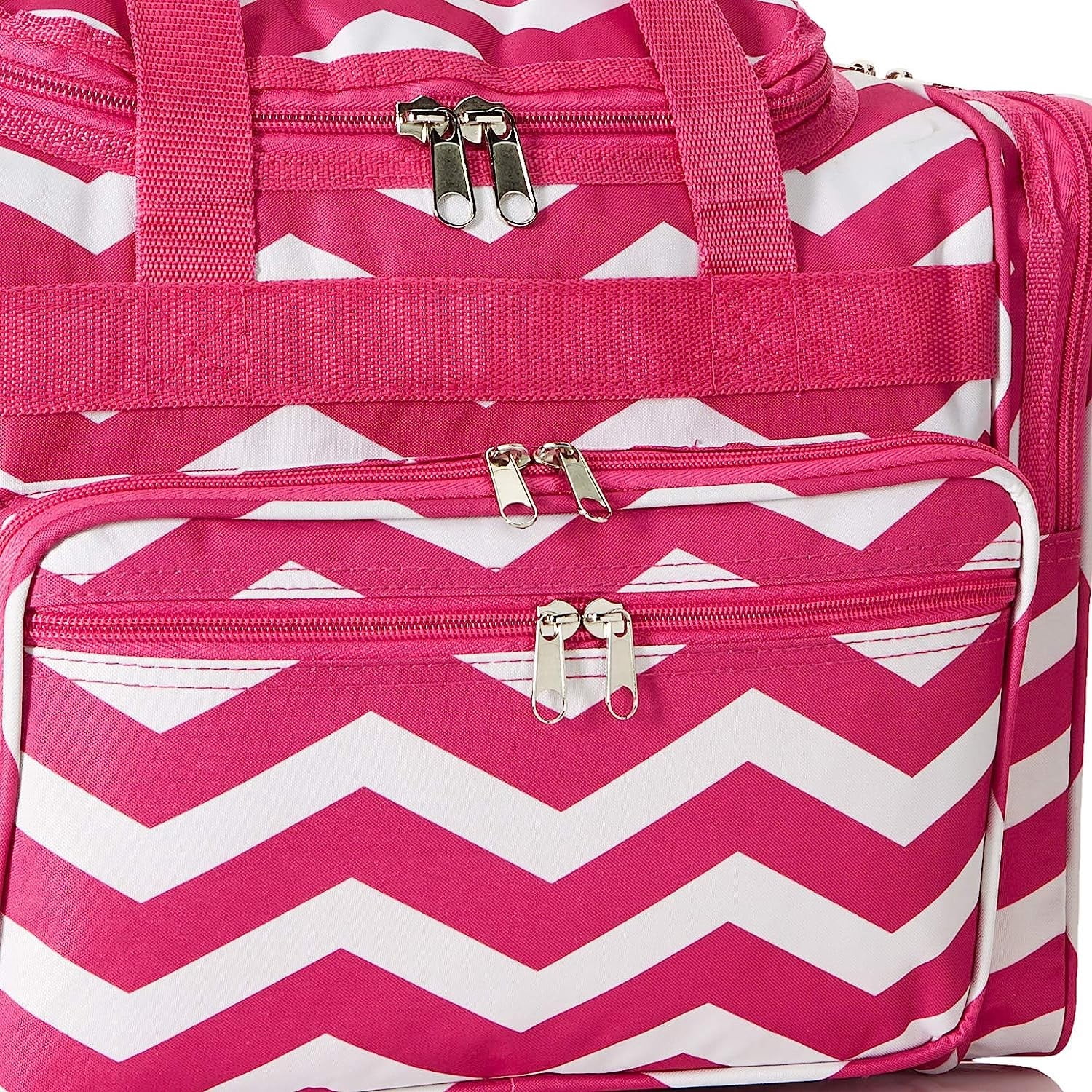 CalBags Chevron 16-inch Shoulder Carry-on Duffel Bag - Fuchsia White Chevron