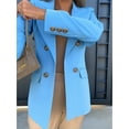 thumbnail image 6 of Women'S Long Sleeve Blazer Jacket, Casual Double Breasted Lapel Coat for Office Work & Holiday Outfits Sky Blue XL, 6 of 9