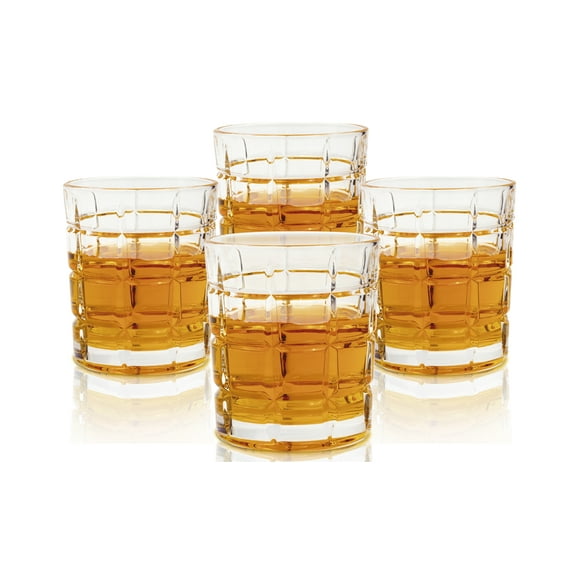Eternal Wine Collection Whiskey Glasses with Thick Weighted Bottom for Scotch, Bourbon and Cocktails Set of 4, Clear