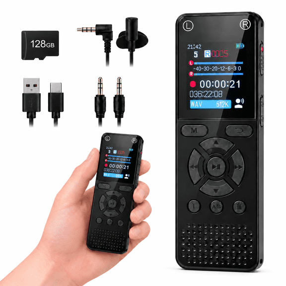 160GB Digital Voice Recorder with Playback, Voice Activation & 60H Battery for Lectures, Meetings and Interviews