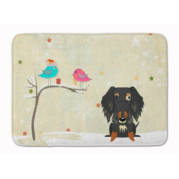 Christmas Presents between Friends Dachshund - Wire - Dapple Machine Washable Memory Foam Mat