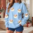 thumbnail image 6 of larppty Retro Santa Sweatshirt for Women Christmas Sweaters Crewneck Oversized Long Sleeve Tops Fashion Outfits (Sky Blue, L), 6 of 9