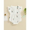 thumbnail image 4 of Nygoyerh Newborn Baby Girls Cute Summer Romper Carrot Print Fly Sleeve Lapel Jumpsuit Infant Toddler Casual Cotton Linen Bodysuit for Daily Vacation 3M 6M 9M 12M 18M 24M, 4 of 8
