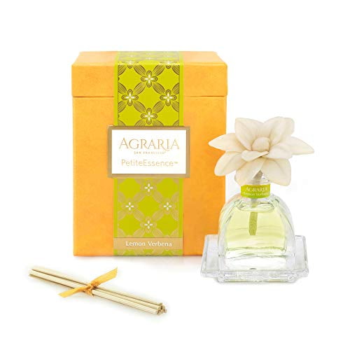 AGRARIA Diffuseur d'Essence Petite Parfumée à la Verveine Citronnée, 1,7 Onces avec des Roseaux et une Fleur