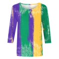 thumbnail image 4 of Penkiiy T-shirt Blouse Décontractée à Manches 3/4 et Col Rond pour Femmes, Impression Mode Mardi Gras, Multicolore, 4 of 5