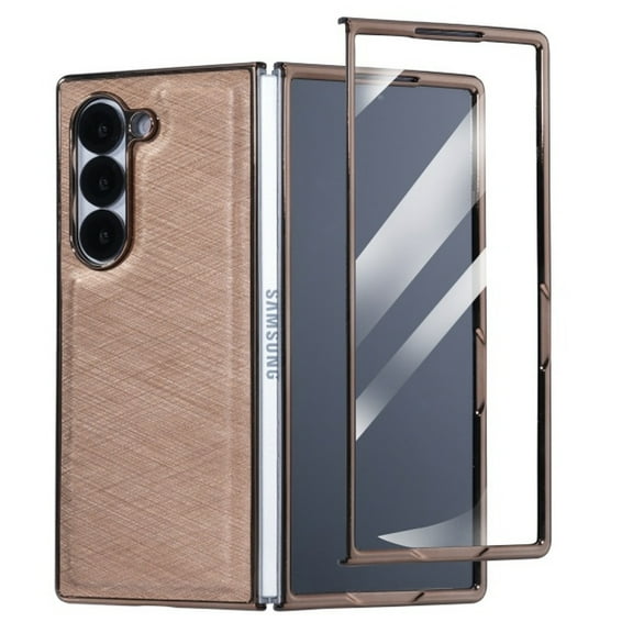 Allytechgroup for Samsung Galaxy Z Fold 6 Case with Screen Protector, Slim PC Shockproof Anti-Scratch Dustproof Lightweight Cover Shell Phone Case for Samsung Galaxy Z Fold 6,Titaniumgold