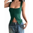 thumbnail image 2 of Button Up Tank Tops for Women Ribbed Sleeveless Button Down Shirts Vest Y2k Crop Top Basic Fitted Vest Green XL, 2 of 7
