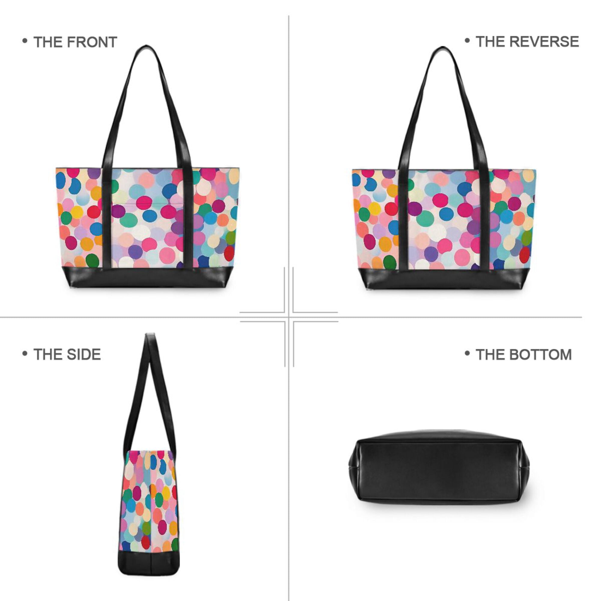 FORMRS Canvas Laptop Tote Bag for Women with 15.6" Computer Compartments Shoulder Handbag, Light Colorful Circles