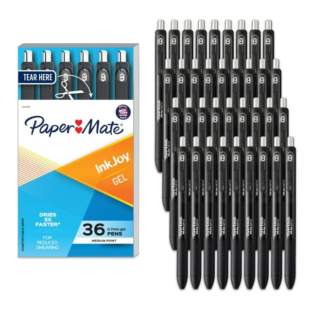 Bolígrafos de gel Paper Mate InkJoy de punta media, color negro, 36 unidades