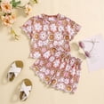 thumbnail image 2 of Futezty Girls Summer Outfits, 4th of July Baby Girl Outfits Toddler Girl Summer 2PCS Outfits Sleeveless Suspender Floral Top Yellow Shorts Set, 2 of 7