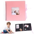 thumbnail image 1 of Plertrvy Black Cardstock Scrapbook, Creative Diy Photo Album with Ribbon Bow, 8-inch Window Design Memory Book for Personalized Picture Storage, Pink, 1 of 9