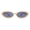 thumbnail image 2 of Womens Mod Thin Plastic Narrow Oval Retro Sunglasses Beige - Black, 2 of 4
