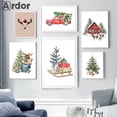 thumbnail image 2 of Cuadro sobre lienzo de árbol de Navidad para decoración del hogar, carteles nórdicos e impresiones, imagen de pared para habitación de bebés y niños, ciervo, camión, zorro, arte de pared, regalo, 2 of 4