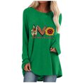 thumbnail image 1 of Mode Femme Décontractée Imprimé Col Rond T-shirt Manches Longues Ample Blouse Pull, 1 of 1