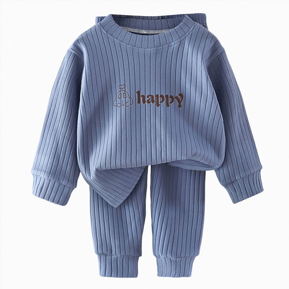 masbird 2 Pieces Pajamas Toddler Girls Boys Long Sleeve Cotton Pjs Kids Fall Winter Sleepwear Sets for 6-12 Months 12-24 Months 2 3 4 5 6 7 8 9 T Children(Dark Blue,3-4 Y)