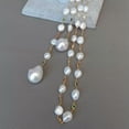 thumbnail image 6 of K-KED 51'' Freshwater White Keshi Pearl Mixed Color Cz Pave Chain Long Necklace, 6 of 8