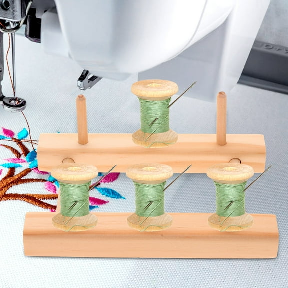 Homoyoyo Wooden Spool Organizer 2 Pieces Easy Assembly Storage for Sewing Knitting Thread Craft Supplies