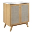 thumbnail image 3 of Modway Soma 30" Modern Wood Bathroom Vanity with Adjustable Shelf in Oak/White, 3 of 16