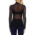 thumbnail image 3 of Qiylii Women's Sexy See Through Shirts Mesh Tops Long Sleeve Turtleneck Neck Sheer Blouse, 3 of 4