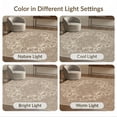 thumbnail image 7 of ODIKA 2'x3' Washable Accent Rug Ivory Ornate Tug Scrollwork Faded Border Vintage Farmhouse Bathroom for Bedroom, Nursery, RV, Pet Friendly, Bedside Mat, 7 of 7