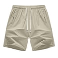 thumbnail image 2 of Nestiefly Men's Linerless Workout Elastic Waist Drawstring Shorts Quick Dry for Running Sports Athletic Gym with Zipper Pockets Khaki XS, 2 of 6