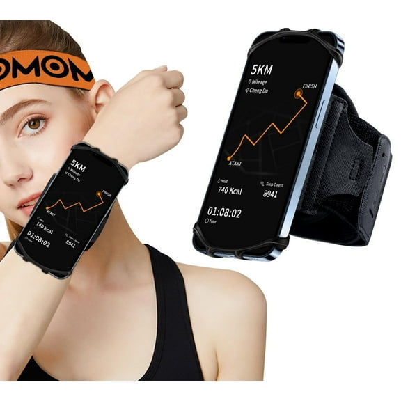 Running Phone Holder Wristband,Forearm Armbands 360° Rotatable & Detachable Compatible with All 4.5-7 inch Cellphone for iPhone 15/14/Pro/ProMax/13/12/11/mini/Pro Max/XS/XR,for Workout Cycling