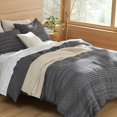 thumbnail image 2 of Stone Washed  Duvet Cover Queen - Charcoal Grey Classic Waffle Weave, 2 of 8