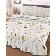 thumbnail image 3 of Quilts Full Size, Yellow Brown Leaf Soft Comforter Bedding Set for Bed, Modern Botanical Foliage Plant Country Lightweight Quilted Bedspread with Pillow Cover(2 Pieces) for All Season, 78x90 Inch, 3 of 6