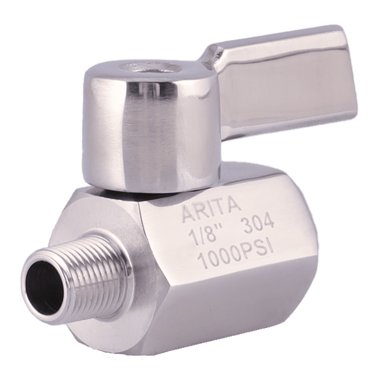 ARITA Mini Ball Valve 1/8", Stainless Steel 304 Full Port 1000PSI for Water, Oil & Gas, Male