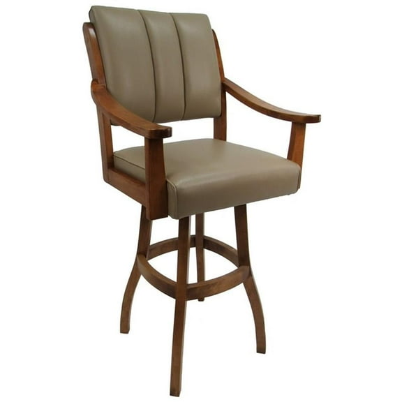 Tobias Designs Casa 34" Swivel Wood Extra Tall Bar Stool in Taupe Brown