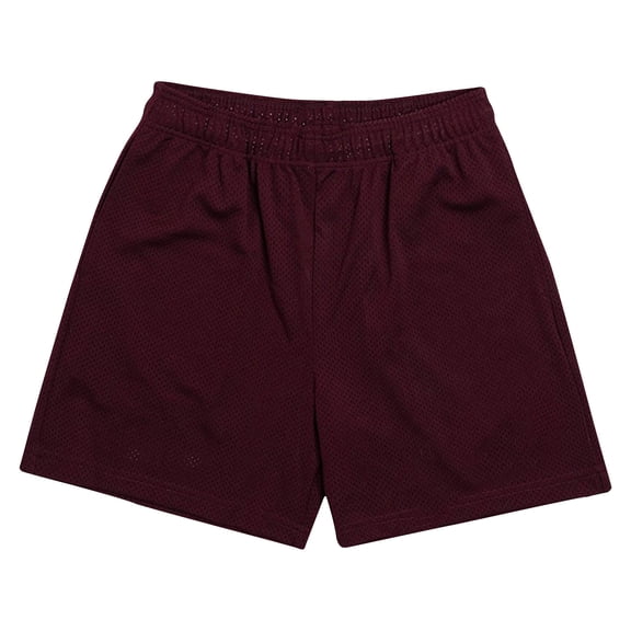 Wyobmus Men's Sport Shorts Solid Color Fitness Training Breathable Holiday Mesh Beach Shorts Pockets Cropped Pants B-Burgundy