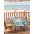 thumbnail image 2 of Outdoor Tablecloth with Umbrella Hole for Patio/Picnic/Party/Camping, Turquoise Boho Flowers Waterproof Table Cloth Rectangle Table Cover Washable, Modern Luxurious Geometric Floral (52"x 70"), 2 of 8