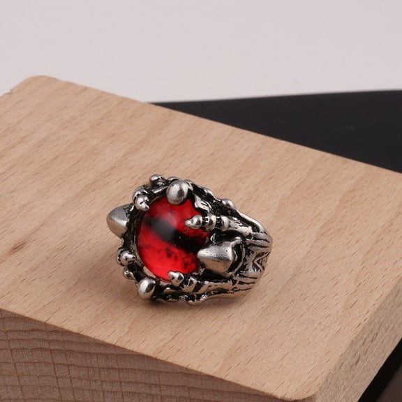 Gothic Punk Devil Evil Eye Rings, Open Adjustable Crystal Dragon Eagle Claw Locomotive Biker Ring for Men Party Gifts